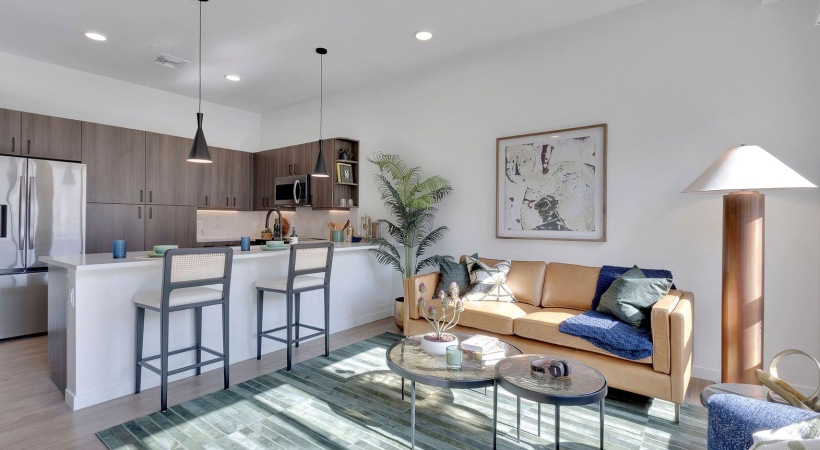 Open space living area with natural lighting